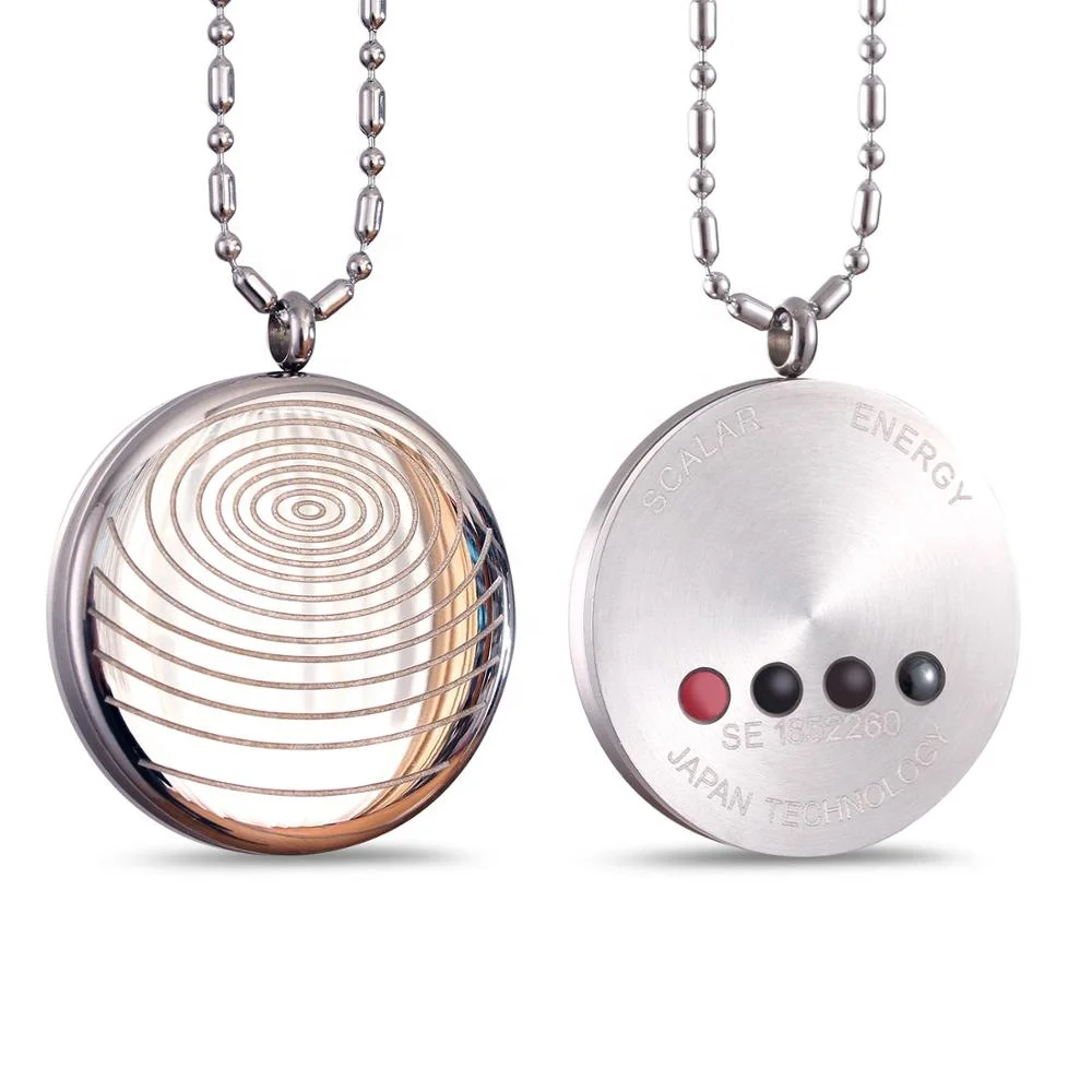 4 Energy Stones Quantum Scalar Pendant Fashion Necklace 2 Colors Stainless Steel Jewelry