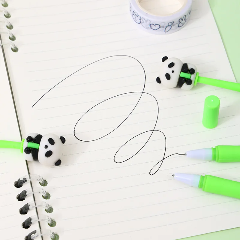 Wholesale Custom Cartoon Panda Neutral Gel Pen Cute Student Gift Creative Pen Stationery Black Ballpoint Pens