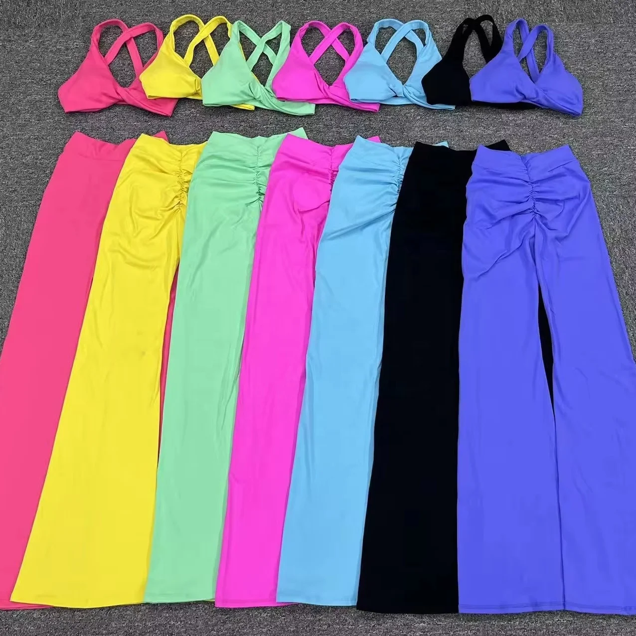new collocation active wear sports bra and flare leggings set sport clothing gym fitness sets yoga suit