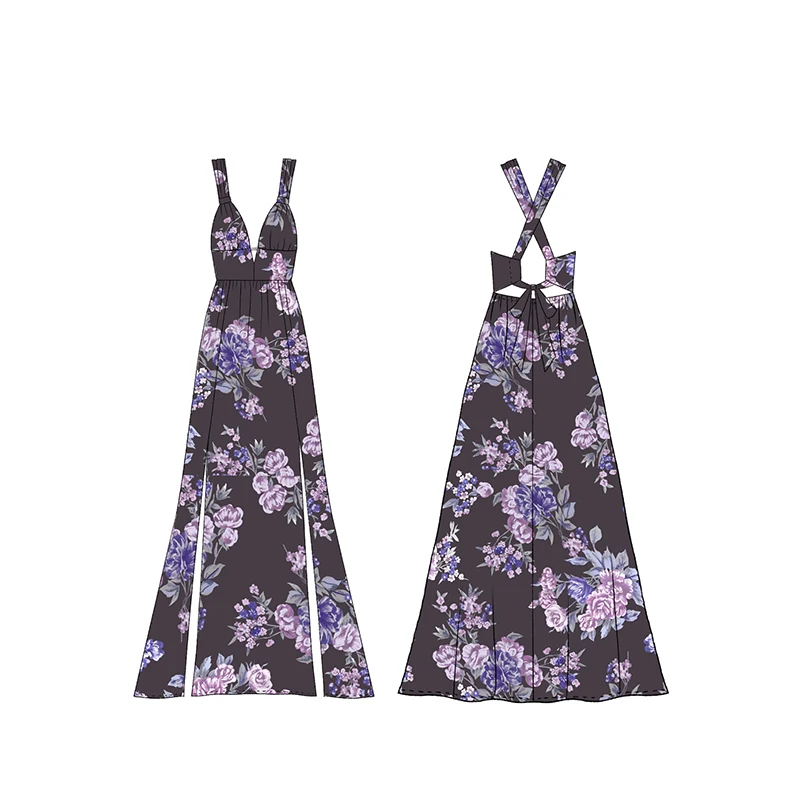 High-quality printed dresses for women brand clothing manufacturers for customs clothes