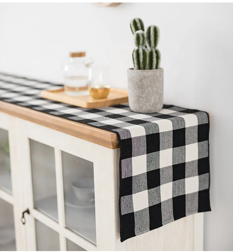 
Farmhouse Decorative Table Runner Cotton Buffalo Check Table Runner Table Runner Black/White 