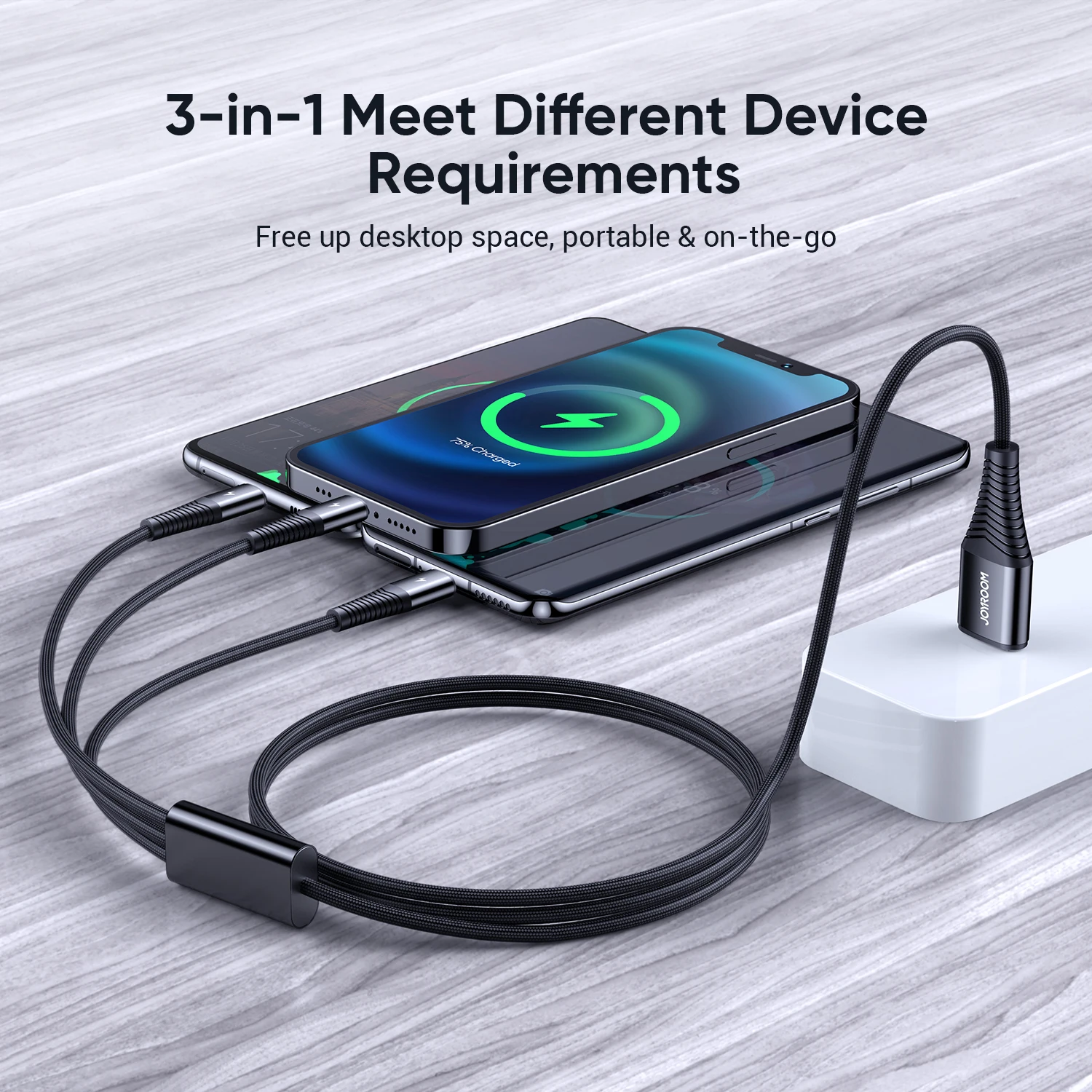 
Joyroom High Quality Usb Cable 3 In 1 Mobile Phones Usb Cable Manufacturer Wholesale Custom 3A Phone Charging Cable For Iphone 