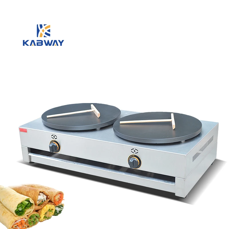 Hight Quality stainless steel 400mm Diameter Commercial Double Plates Gas Crepe Maker