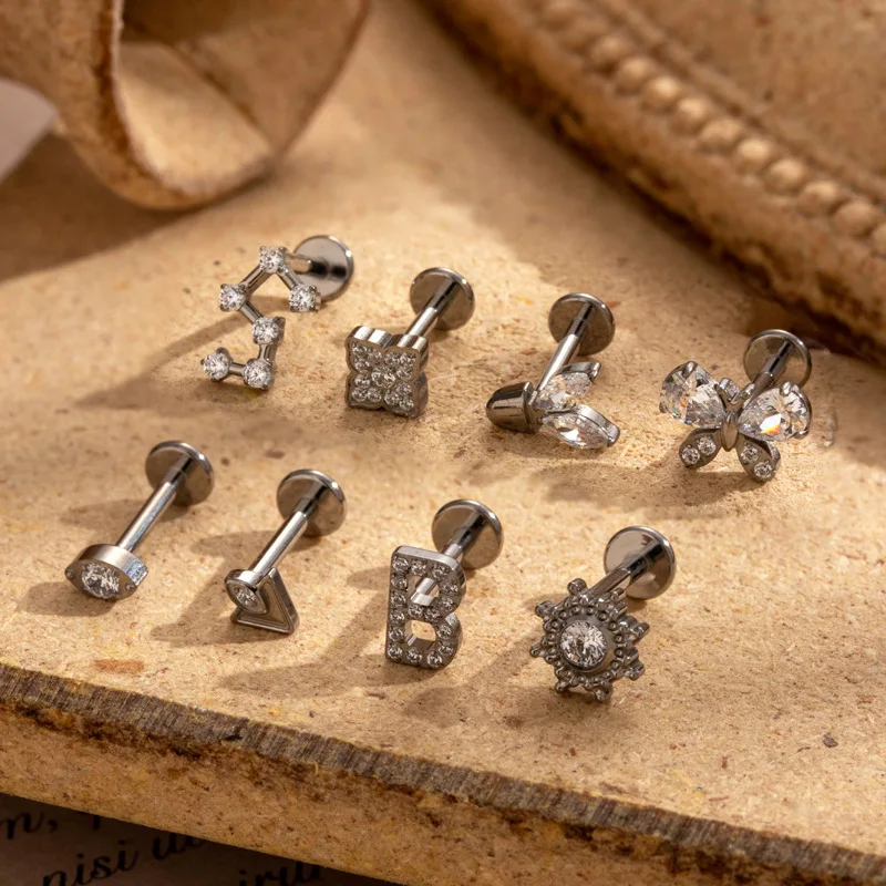 YW Titanium G23 Labret пирсинг ювелирные изделия для ушной раковины ASTM F136 титановая Бабочка Цветок