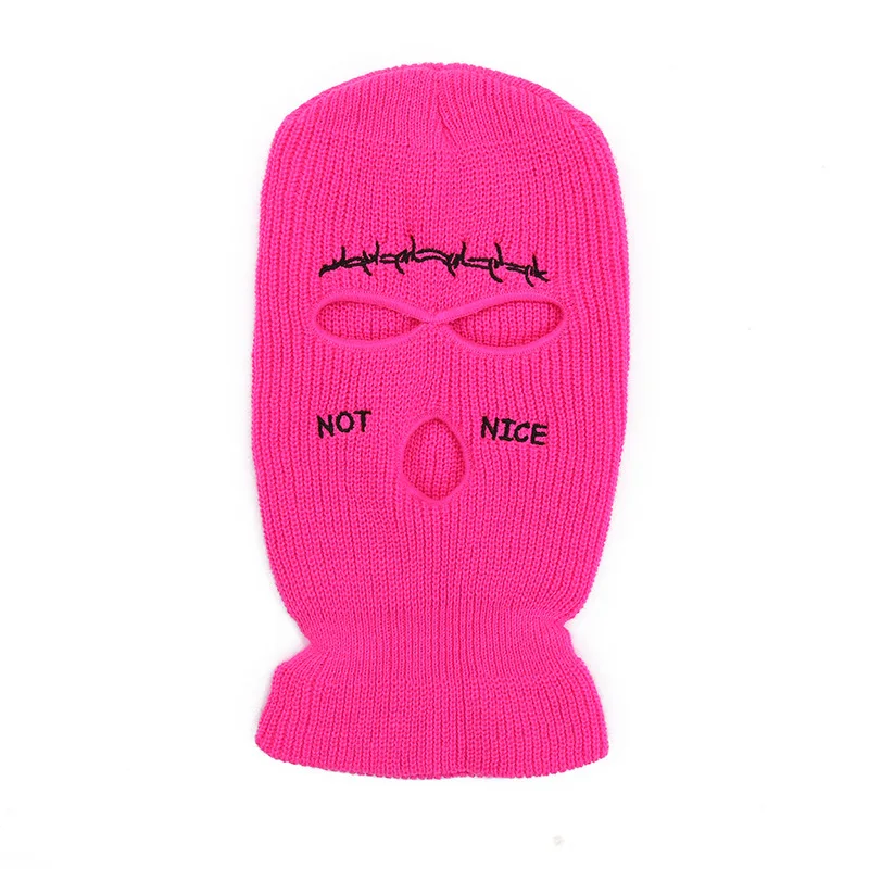 ZY157 Wholesale Winter Cap Women Men knitted Full Face Cover 3 Holes Letter Printed Cycling Balaclava Outdoor Sports Ski Mask