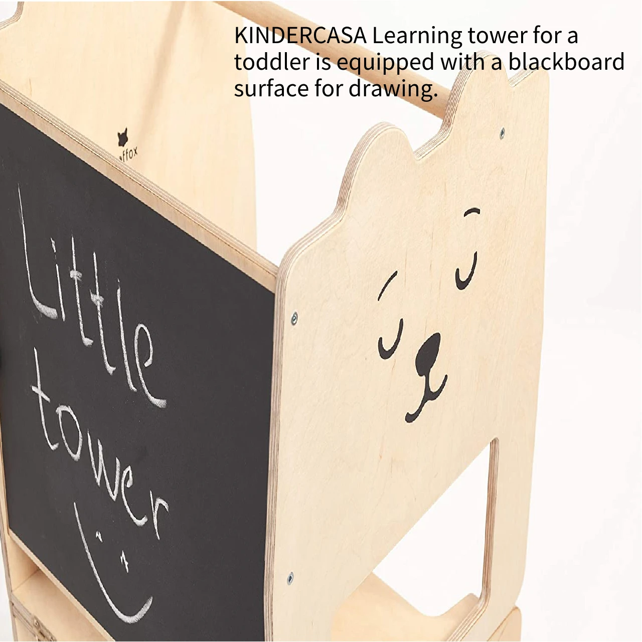 Foldable Wooden Montessori Learning Tower with Blackboard for Toddlers, Baby Kitchen Helper Convertible Step Stool