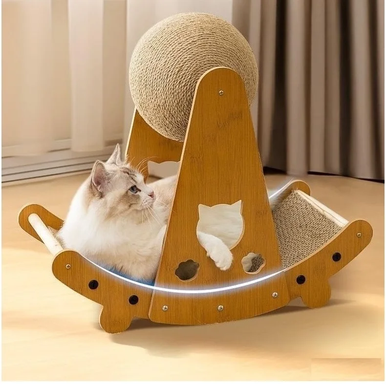 Low Price Solid Wood Cat Scratching Ball with Natural Sisal Rope for Kitten and Cat Trees & Scratcher