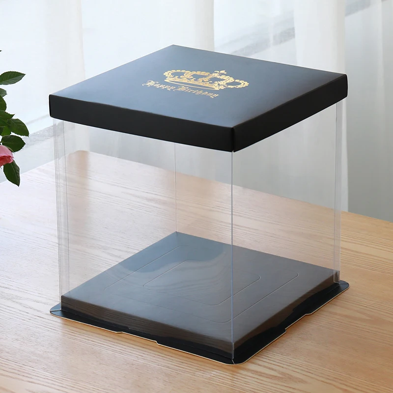 
Elegant Black Food Grade Cardboard Clear Birthday Cake Barbie Doll Packaging Boxes 