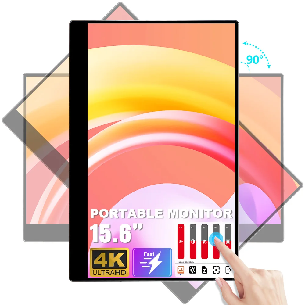 3840_2160 High-definition 15.6 Inch Touchscreen 4K Portability USB Laptop Gaming Monitor HD Extended Monitor for Laptops