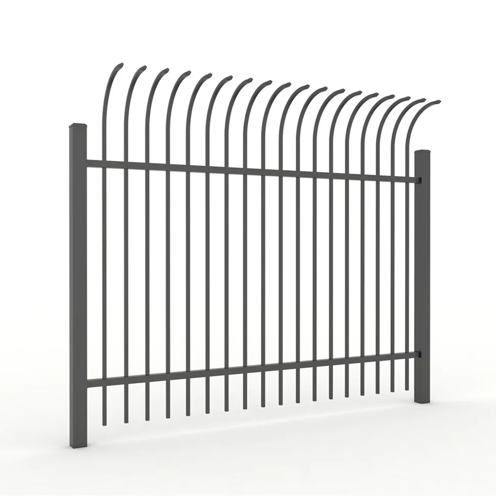 Adjustable bend top steel iron fence garden and home metal fencing with spear