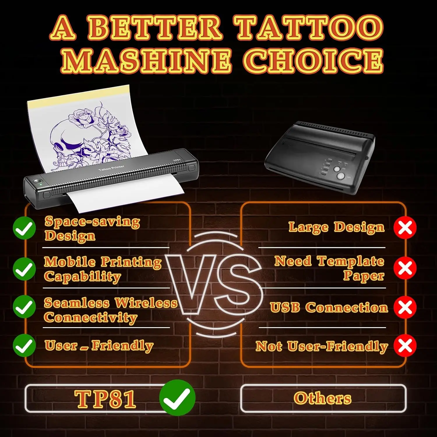 Phomemo TP81 (модернизированный T08FS) беспроводной Трафаретный принтер для татуировок термопринтер тату-мастеров совместимый с планшетом