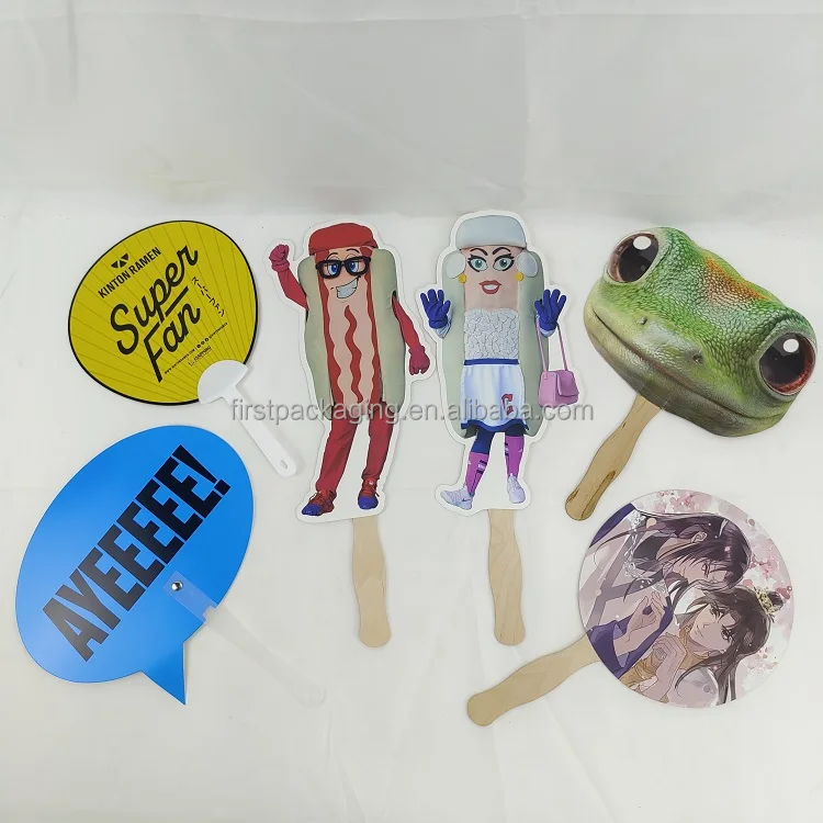 Custom Printing /size circle shape wooden hand paper fan advertising fan