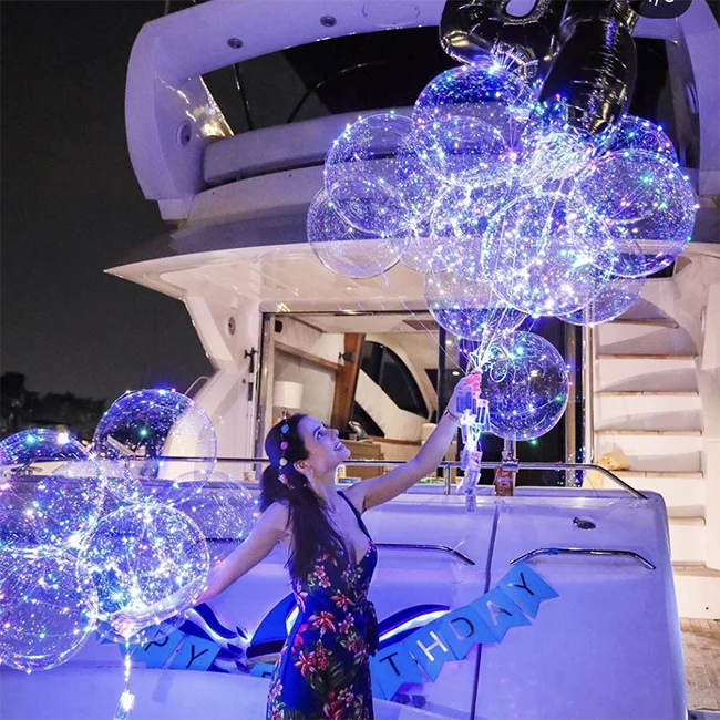 Explosion net red balloon 20 inch round wave ball Glowing balloon portable flash led light ball