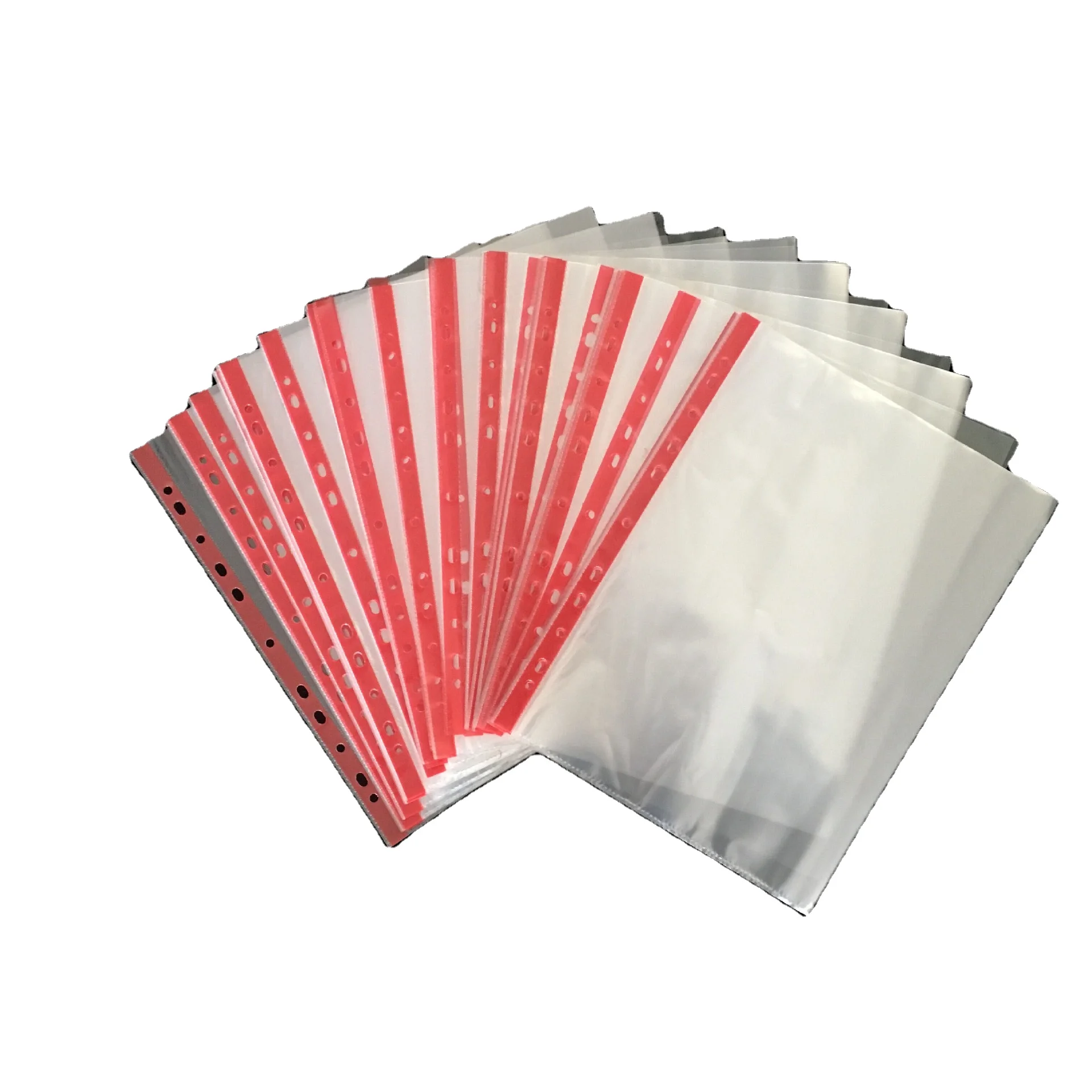 Wholesale Office Stationery PP Plastic 11 Holes A4 Clear Waterproof Document Sheet Protector File Folder