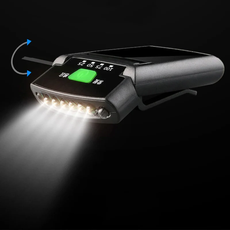 2023 new Smart sensing USB rechargeable Strong 4 led clip lamp Night fishing light led hat lamp