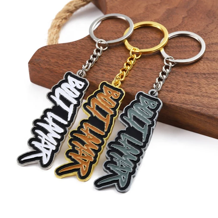 custom nickel metal enamel logo brand key chain with paper box