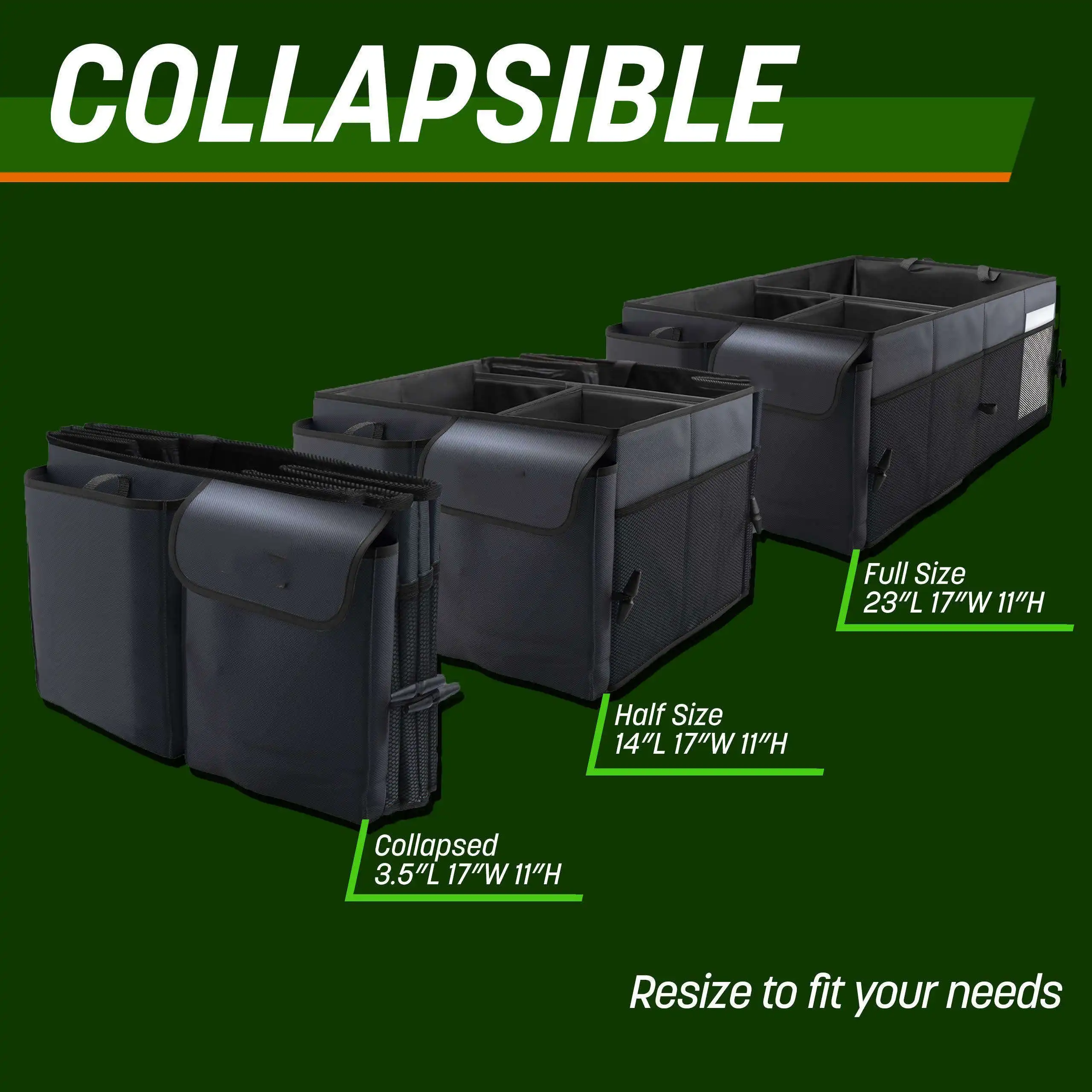 Custom Collapsible Auto Car Trunk Organizer Multi-Compartment SUV Car Organizer for Storage Truck & Car Accessories