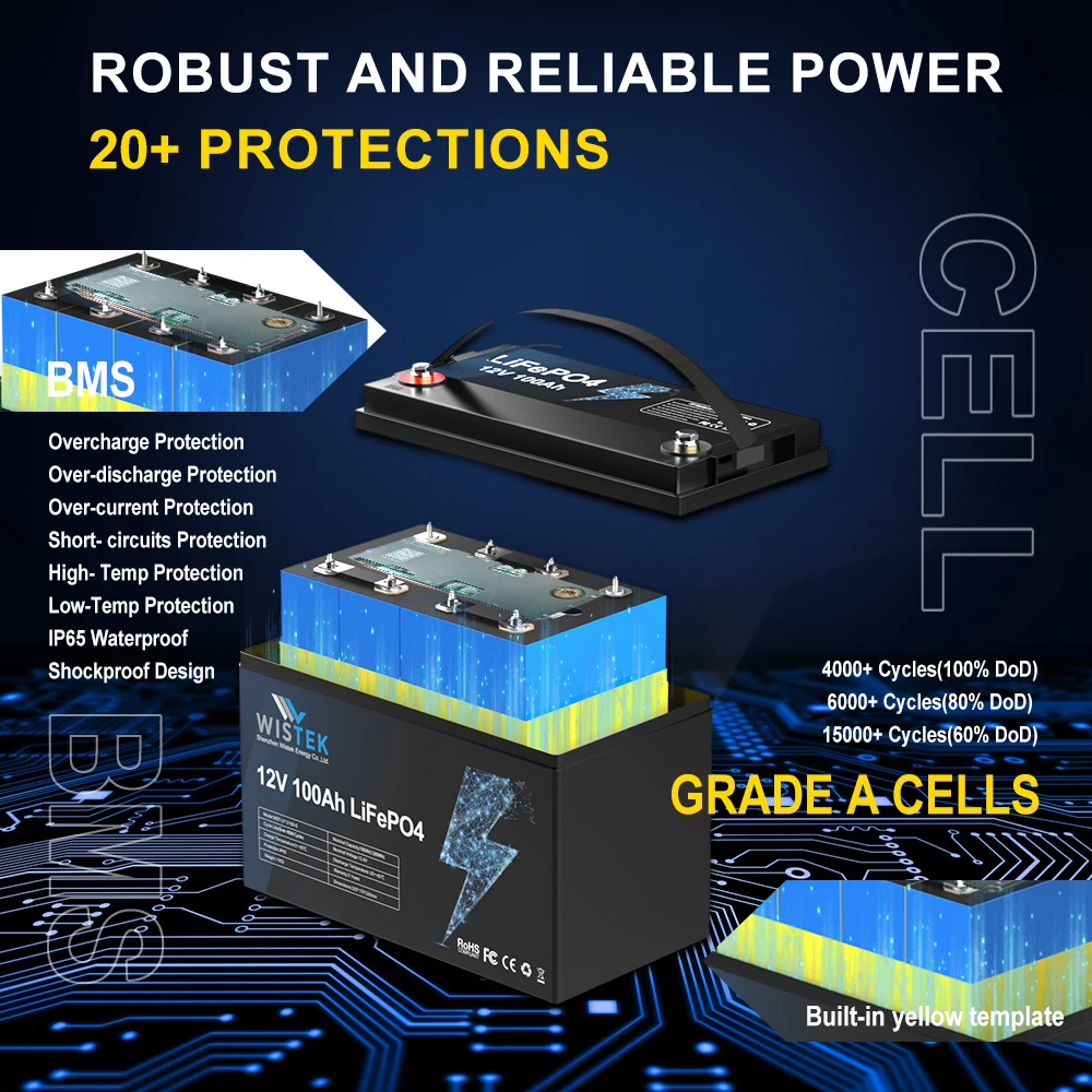 Wistek best price 12v lifepo4 battery 12v 6ah 7ah 12ah 18ah 20ah 50ah 60ah 100ah 120ah 200ah lifepo4 battery supplier