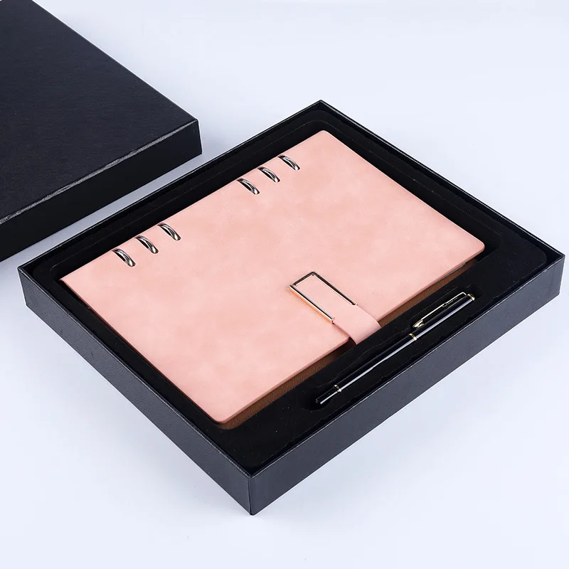 HongShun wholesale custom luxury journal box gift sets a5 diary binder notebook with pen