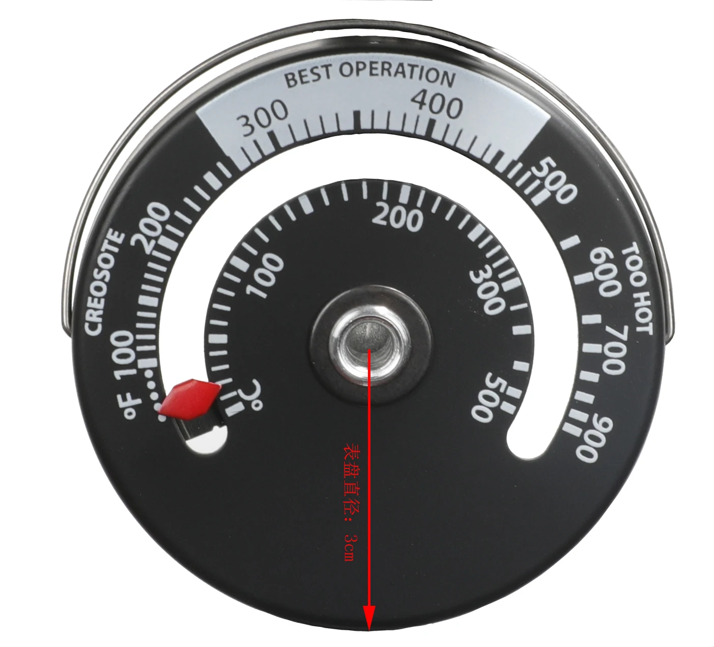 Magnetic Wooden Stove Pipe Thermometer Temperature Gauge