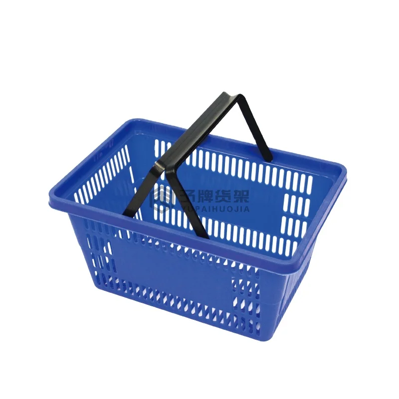 Custom Size Small Plastic Shop Super Market Hand Supermarket Shopping Basket With Two Handles