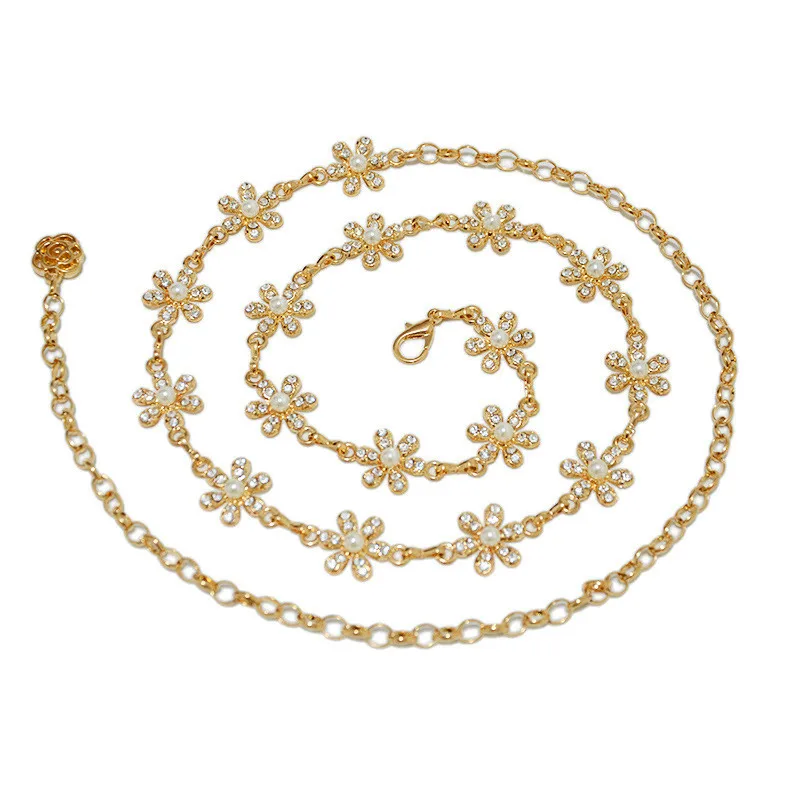 Luxury Sailor Dance Costume Gold Women Waist Chain New Style Fashion Women Rhinestone Metal Waist Chain
