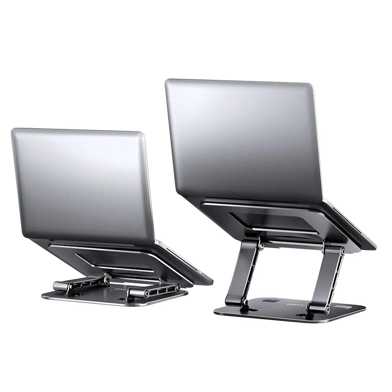 MC Folding space saving grey laptop stand flexible ergonomic aluminum metal height angle adjustable computer holder (1600464510089)