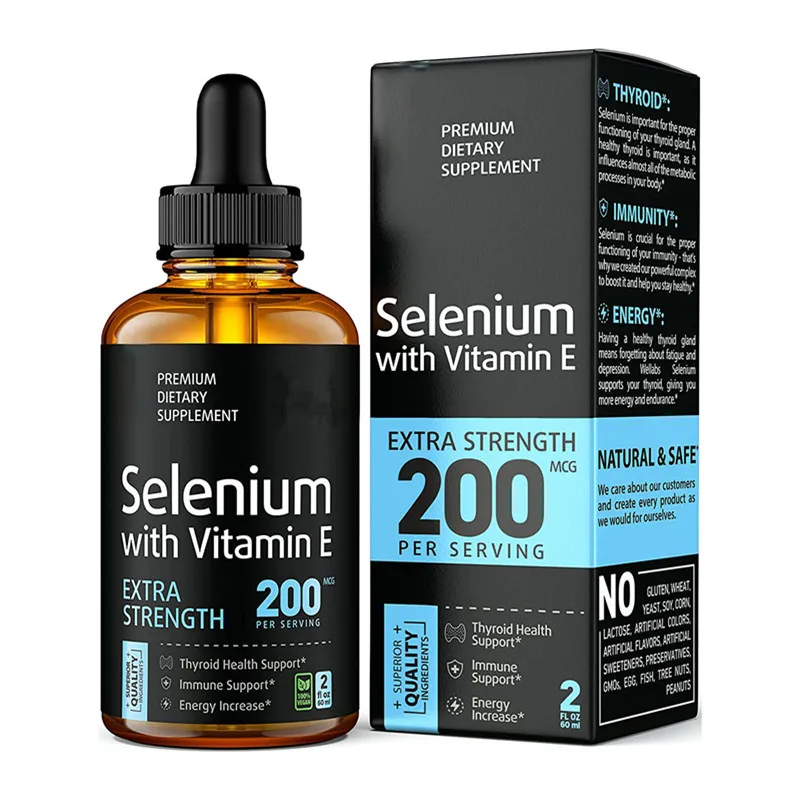 OEM/ODM/OBM Natural Selenium 200mcg Liquid Selenium Drops Vitamin E Selenium Supplement For Liver Health Immune Support