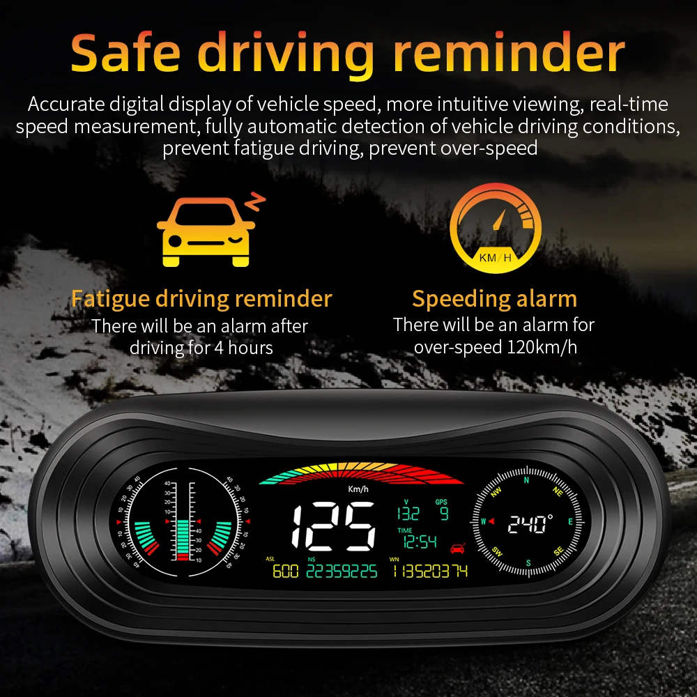 7 Inch Auto Diagnostic P18 Car Heads up Display Speedometer Hud OBD2 Smart Gauge GPS Car Smart Digital Gauge