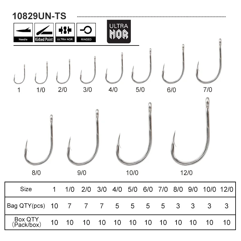 Mustad 10829-UN-TSJigging Hooks High Carbon Steel Deep Ocean Big Barbed Hooks With Circle Squid Grouper Hooks