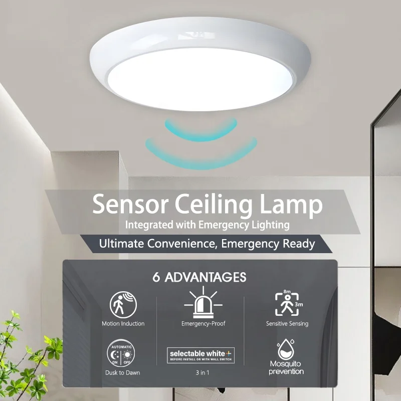 Low Profile Surface Flush Mount motion detected stair light with dusk to dawn motion sensor for pantry hallway laundry room
