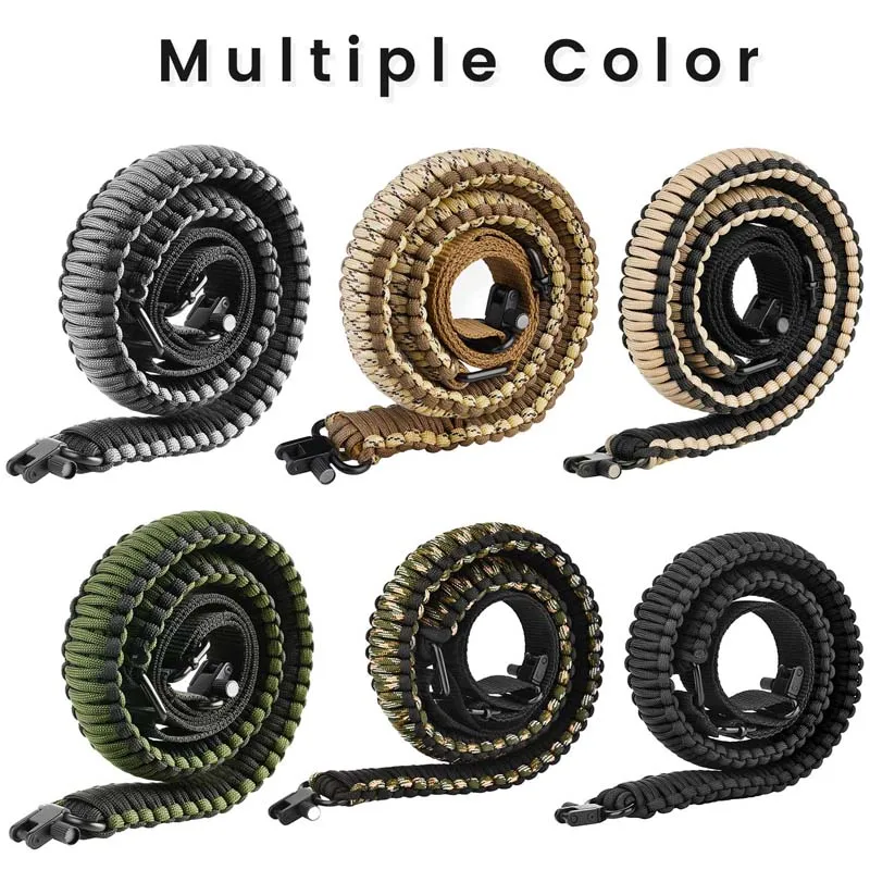 Outdoor Hunting 2 Points Sling Swivels Screws Two Points Sling Swivels Studs Nylon Strap Adjustable 550lb Paracord Slings