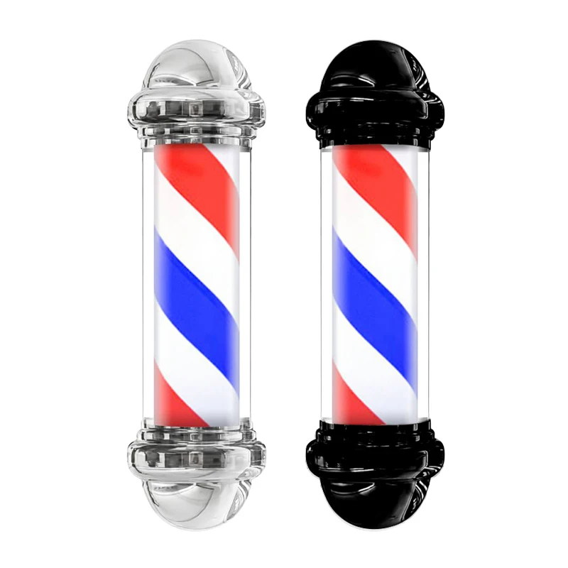 Custom Rotating Classical Chrome Plated Barber Salon Sign Pole Light with Ball Salon Outdoor Led Lamp Hairdressing Pole