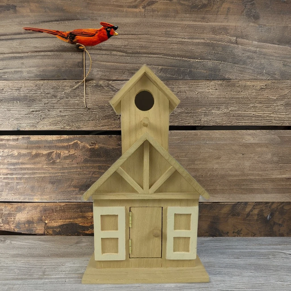 Customized Pine Bird House Wooden Sparrow House with Engraving Personalized Woodworking Art for Home Decoration Unique Gift Idea
