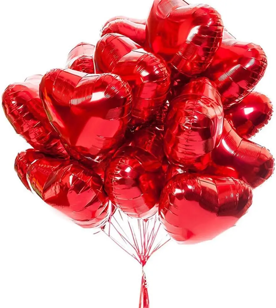 18 Inch Pure Balloon Paste Love Heart Globos Al Por Mayor For Wedding Love Decoration Heart Shape Aluminum Foil Balloons