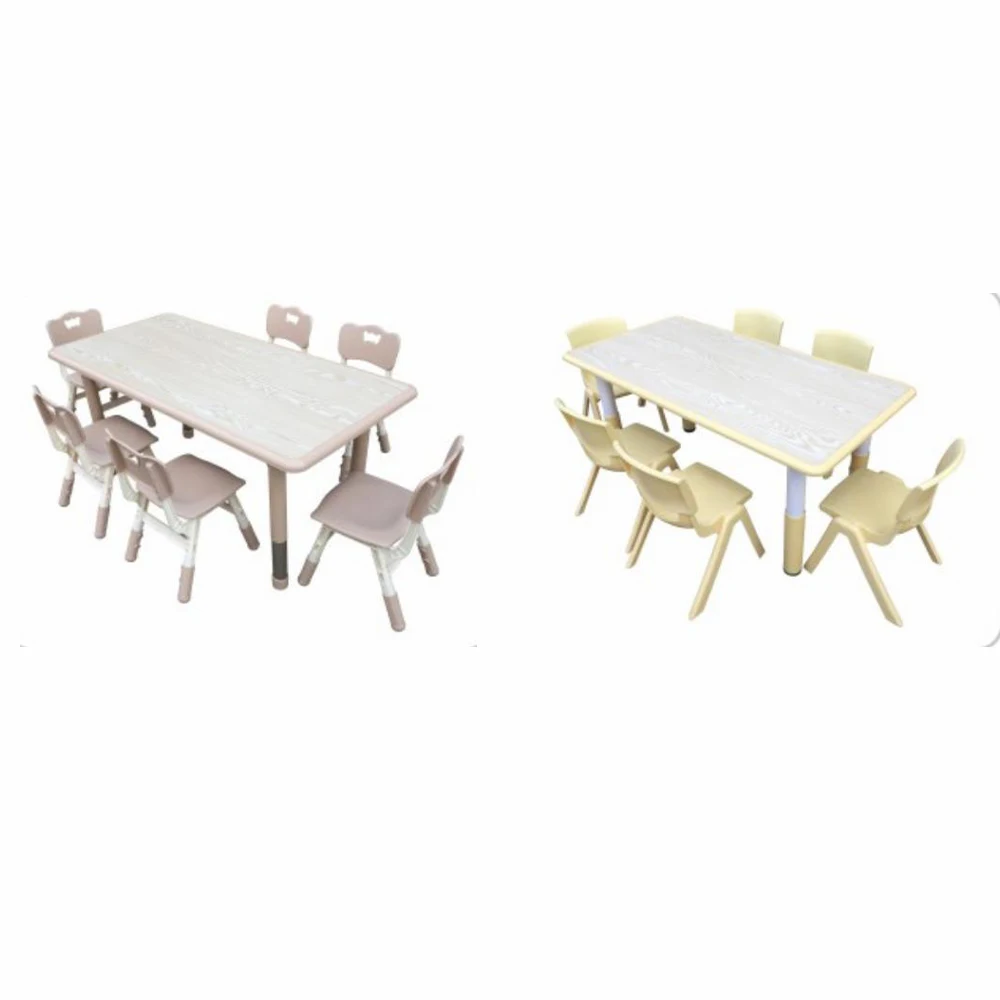 Cheap Price Kindergarten Kids Desk and Chair Set Classroom Furniture School Children Plastic Rectangle Table and Chair for Sale