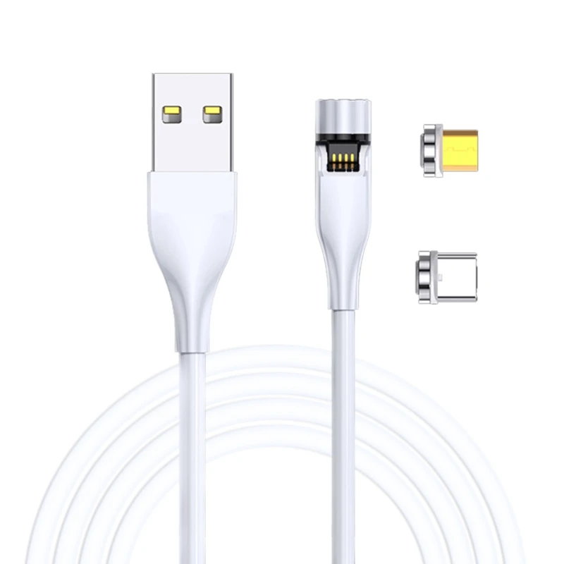 
3 in 1 Type C Micro Charger Cord Wire 3A Magnetic 360+180 Rotation USB Fast Charging Cable 