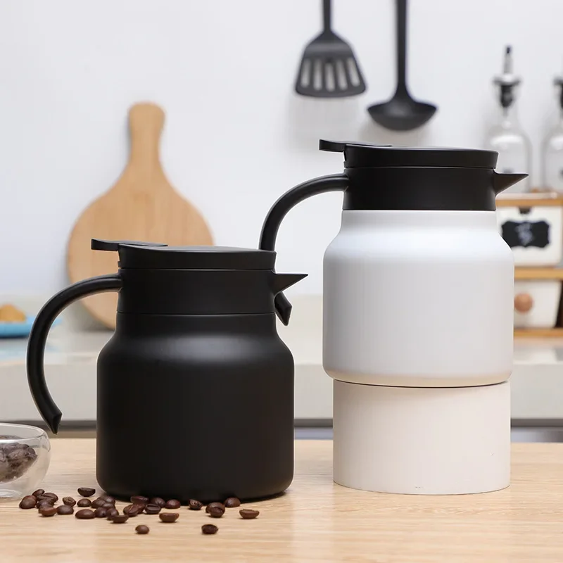 Themo Vacuum Flask Insulated Carafe Coffee Tea Pot Stainless Steel Water Bottle Double Wall Tea Pot CLASSIC HANDGRIP 12-24 Hours