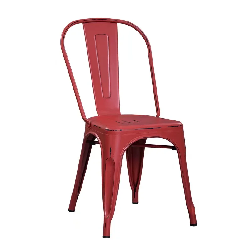Wholesale Durable Industrial Iron Metal Dining Chairs Stackable Coffee Chair Restaurant Chair