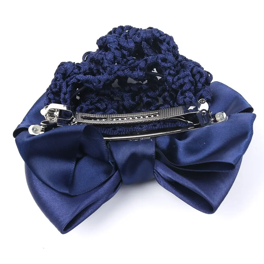 Bowknot Snood Net Barrette Hair Clip Bun Cover Hairnet Lace Bow Decor for Woman Custom