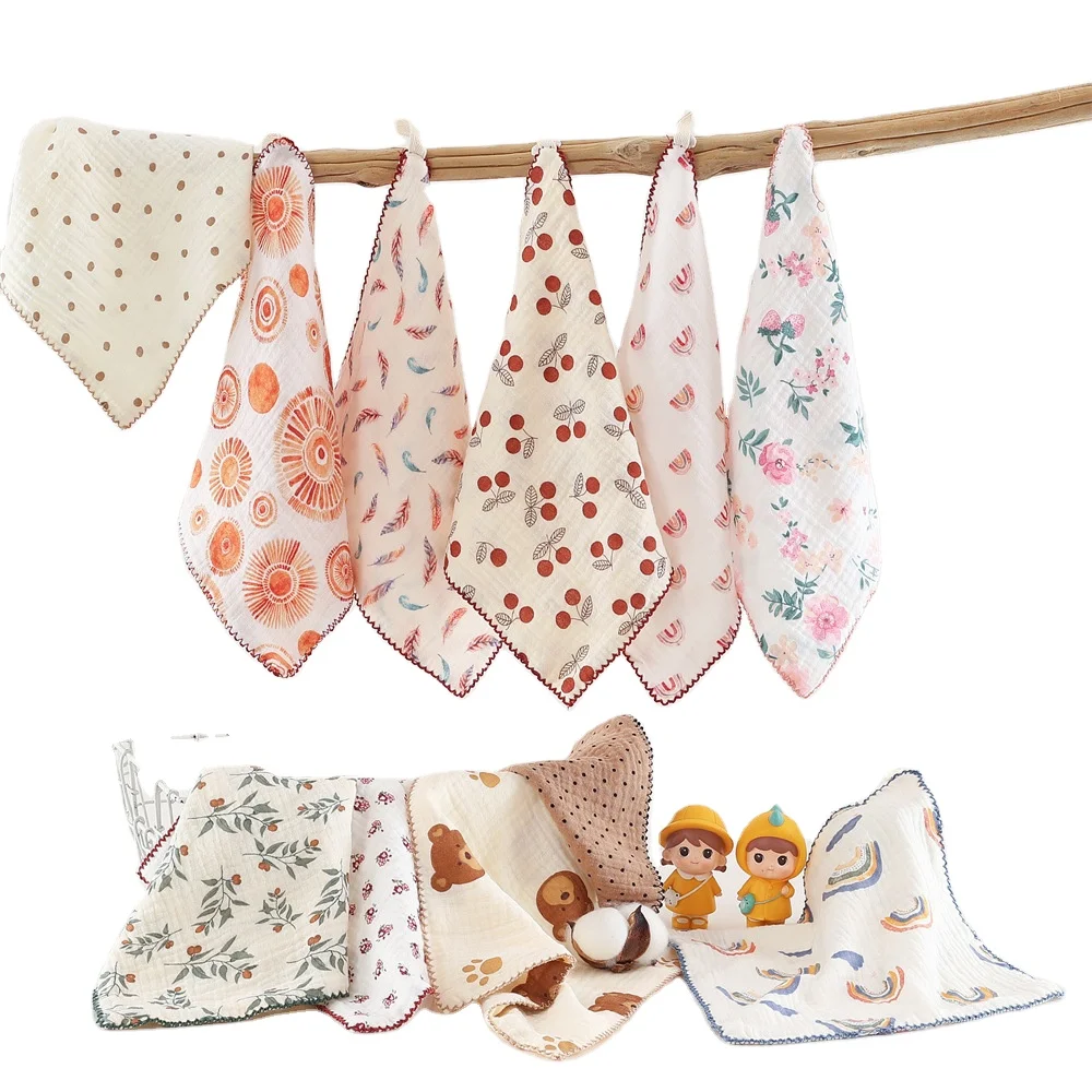 Baby Face-towel Swaddle Of Printed Gauze Square Towels Baby Mouthwash  Small  Baby Towels
