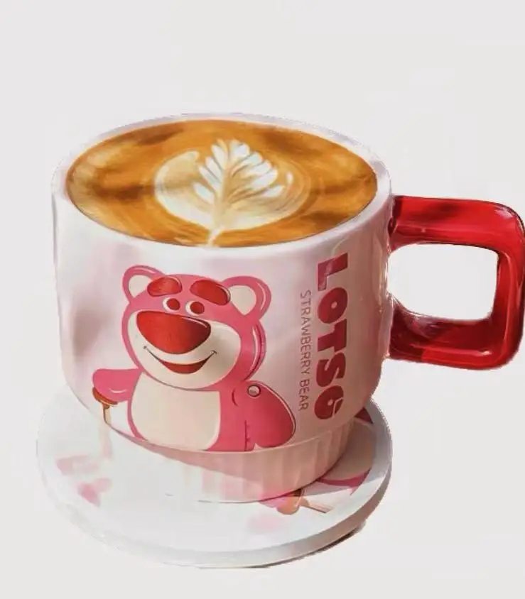 Strawberry bear ceramic mug girls high value office gifts coffee mug