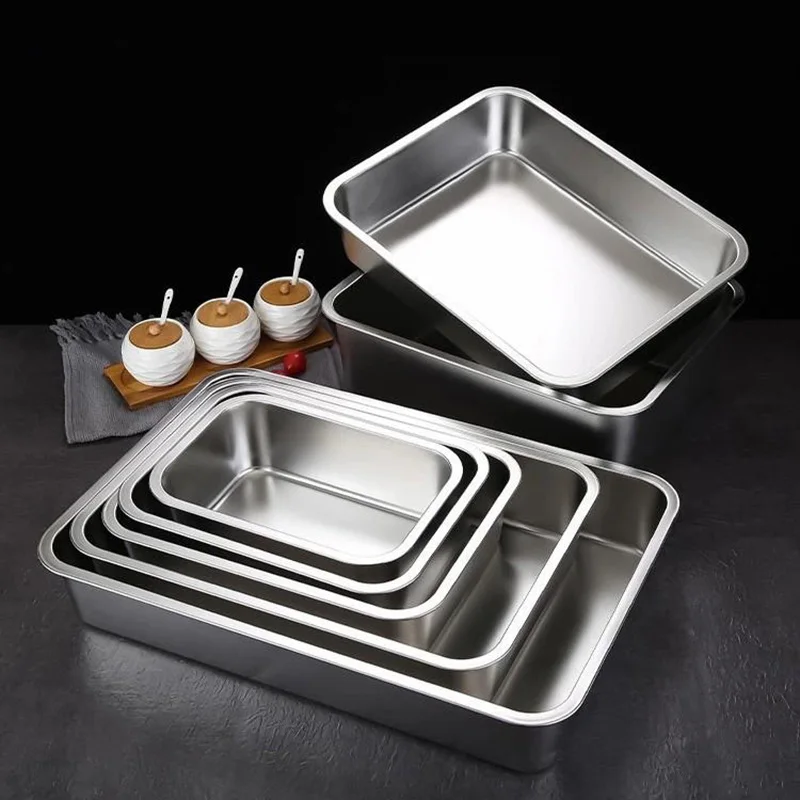 Customized High Quality Stainless Steel Flat Bottom Meat Tray Deep Square Tray Cost Effective Cat Litter box Alternative