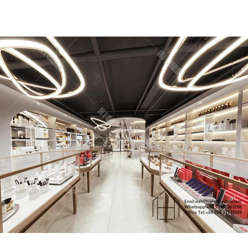 Beautiful Fancy Wooden Cosmetic Shop Decoration For Shopping Mall Shop