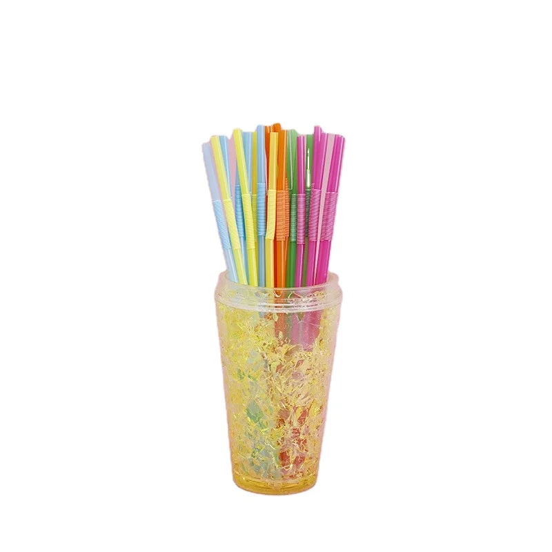 Wholesale Disposable Colorful High quality PP flexible artistic plastic drinking straws