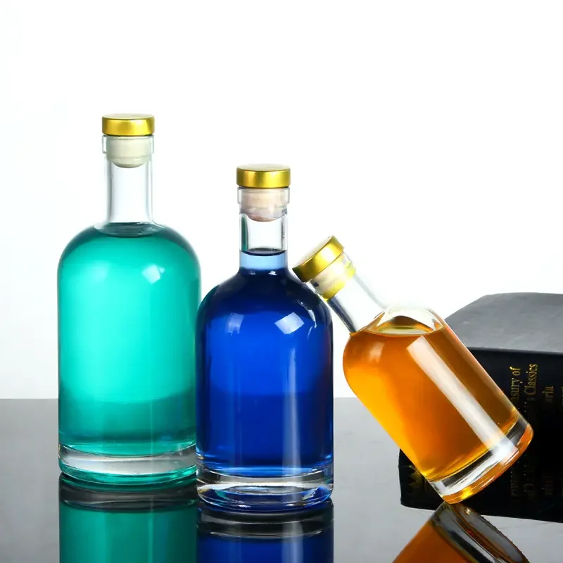 200ml 375ml 500ml 750ml 1000ml custom Shape Empty Liquor Wine Vodka Tequila Whiskey Glass Bottle With Cork Lid
