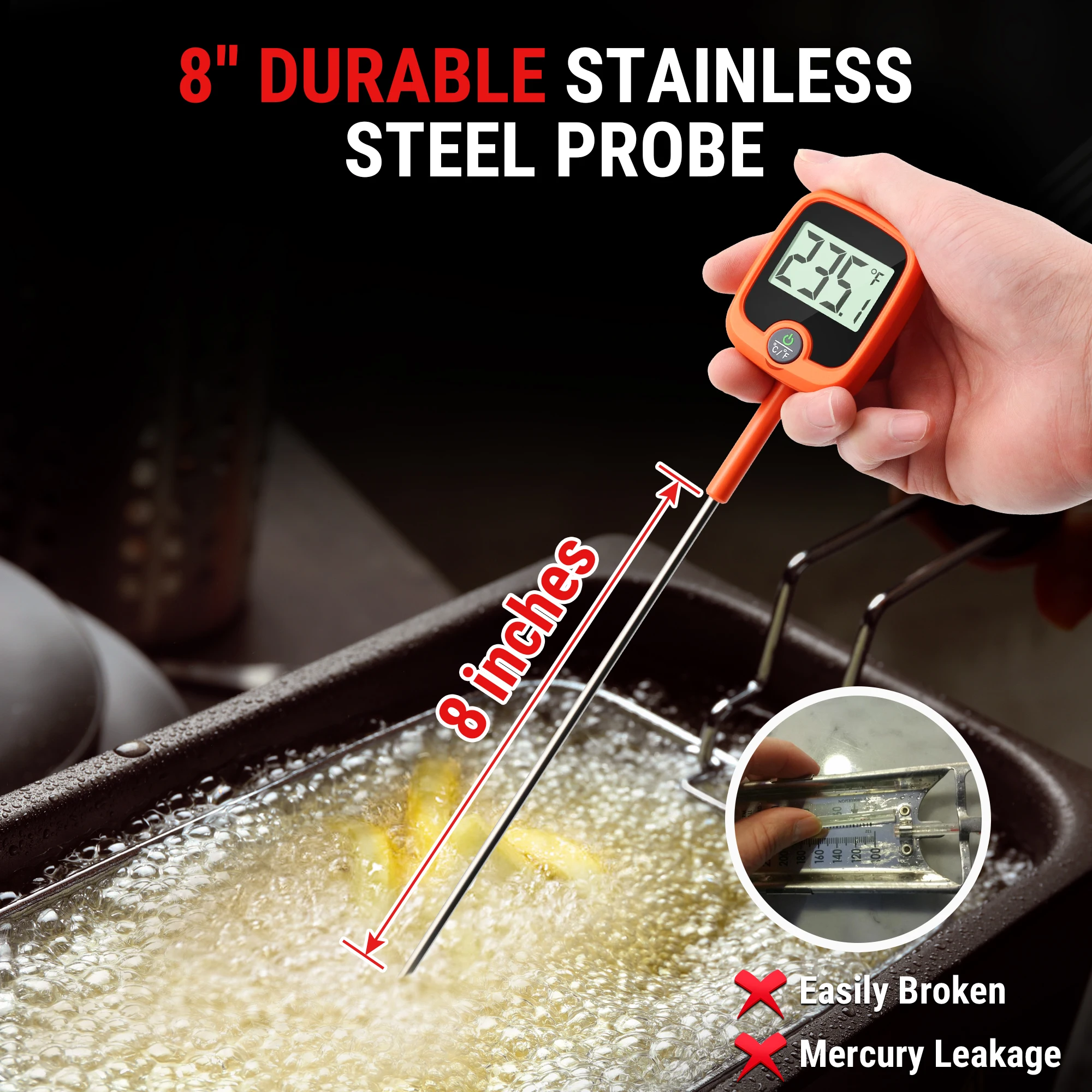 ThermoPro TP509 IPX5 Waterproof Digital Candy Cooking Thermometer with Alarm