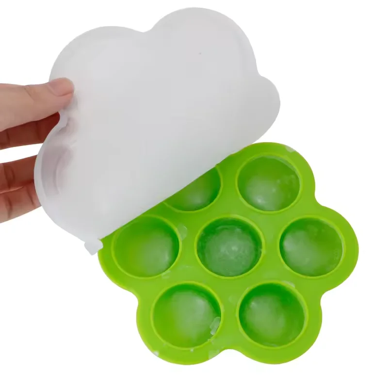 Original Manufacturer with Cost price small 7 lattice semicircle Ice Cream Mould Ice Cube Tray with Lid