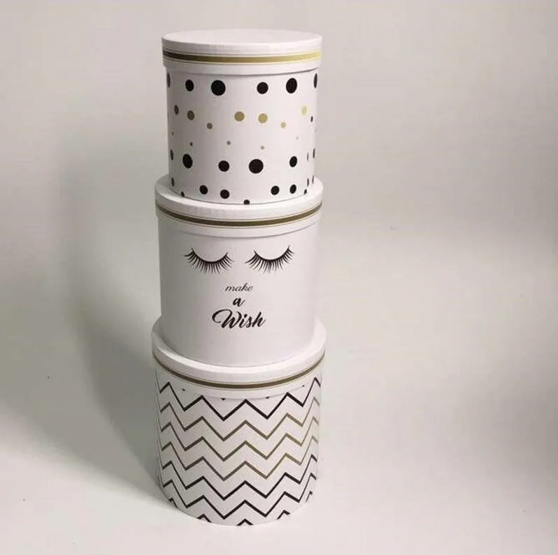 Wholesale round box for flowers/roses box packaging flower small MOQ 3boxes/set