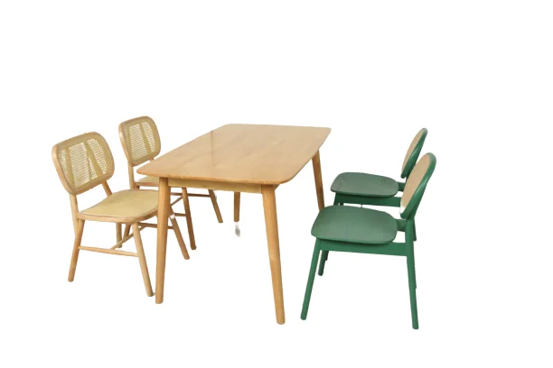 Best Sale Nordic Retro Home Dining Room Cafe Bistro Restaurant Solid Wood Woven Rattan Wicker Coffee Dining Chair